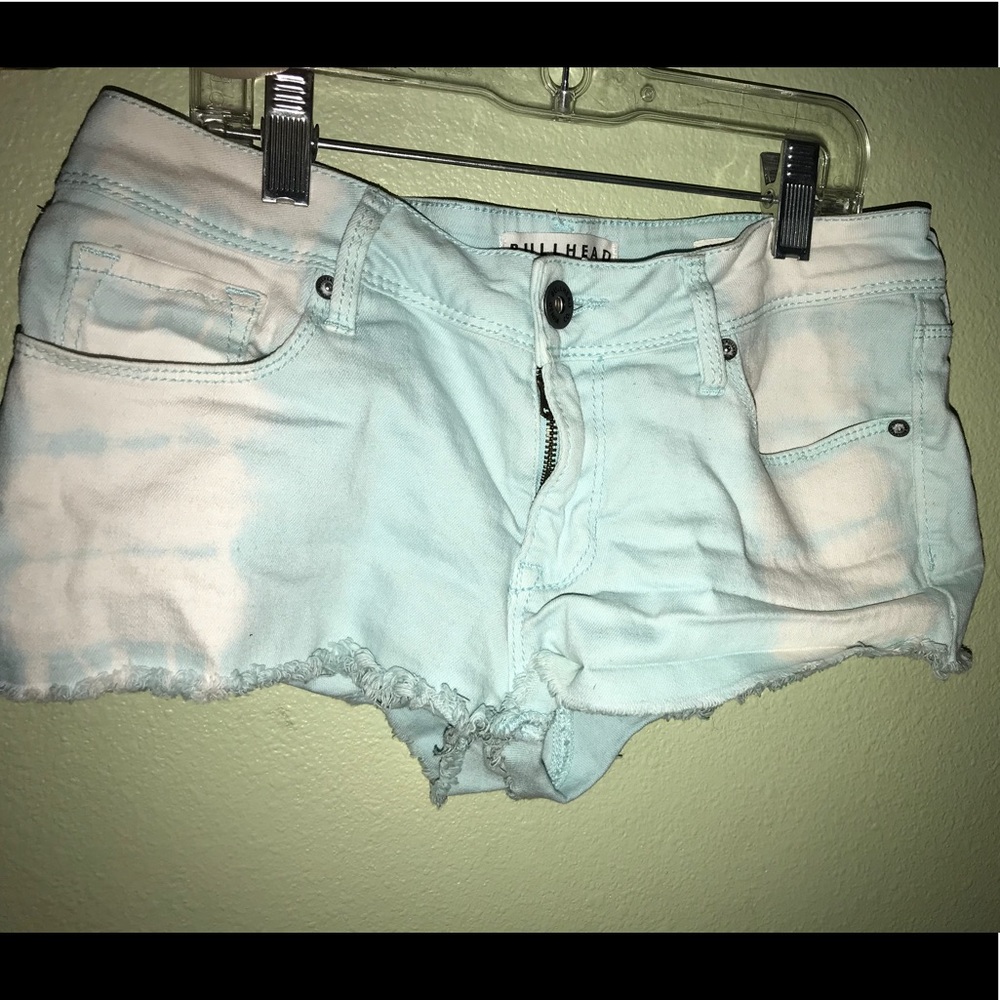 Teal& White mixed  Denim Shorts